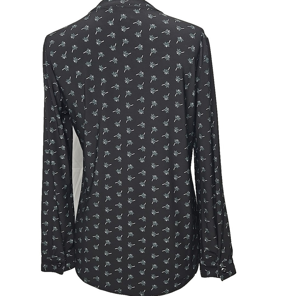 Anne Klein Black Print Stretch Knit Long Sleeve Top Blouse Size Small S - Picture 4 of 6